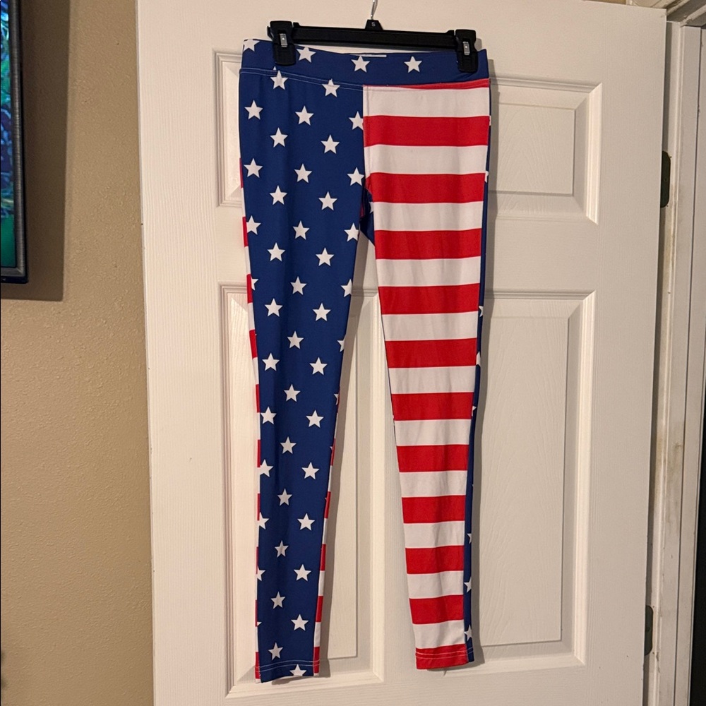 Tipsy Elves Women’s American Flag Leggings - Red, White & Blue